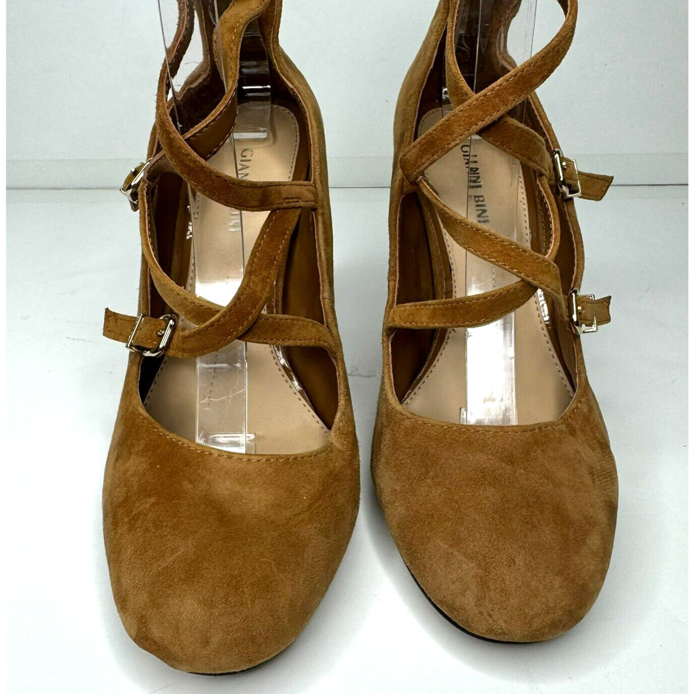 Gianni Bini Heels Womens 8M Brown Suede Strappy Zip Up Block Pump 4" - Picture 5 of 10